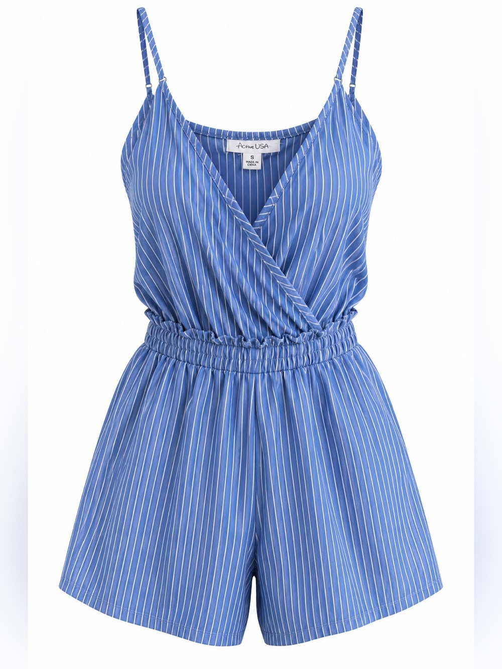 Active USA Blue & White Striped Cotton Romper Size Small